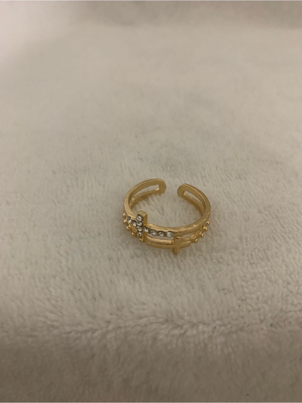 Gold-Tone Cross Accent Adjustable Ring - Women's Fashion Jewelry - Picture 4 of 4